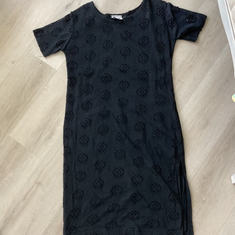 De Rotchild Plus Womens Black Open Knit Shift Dress